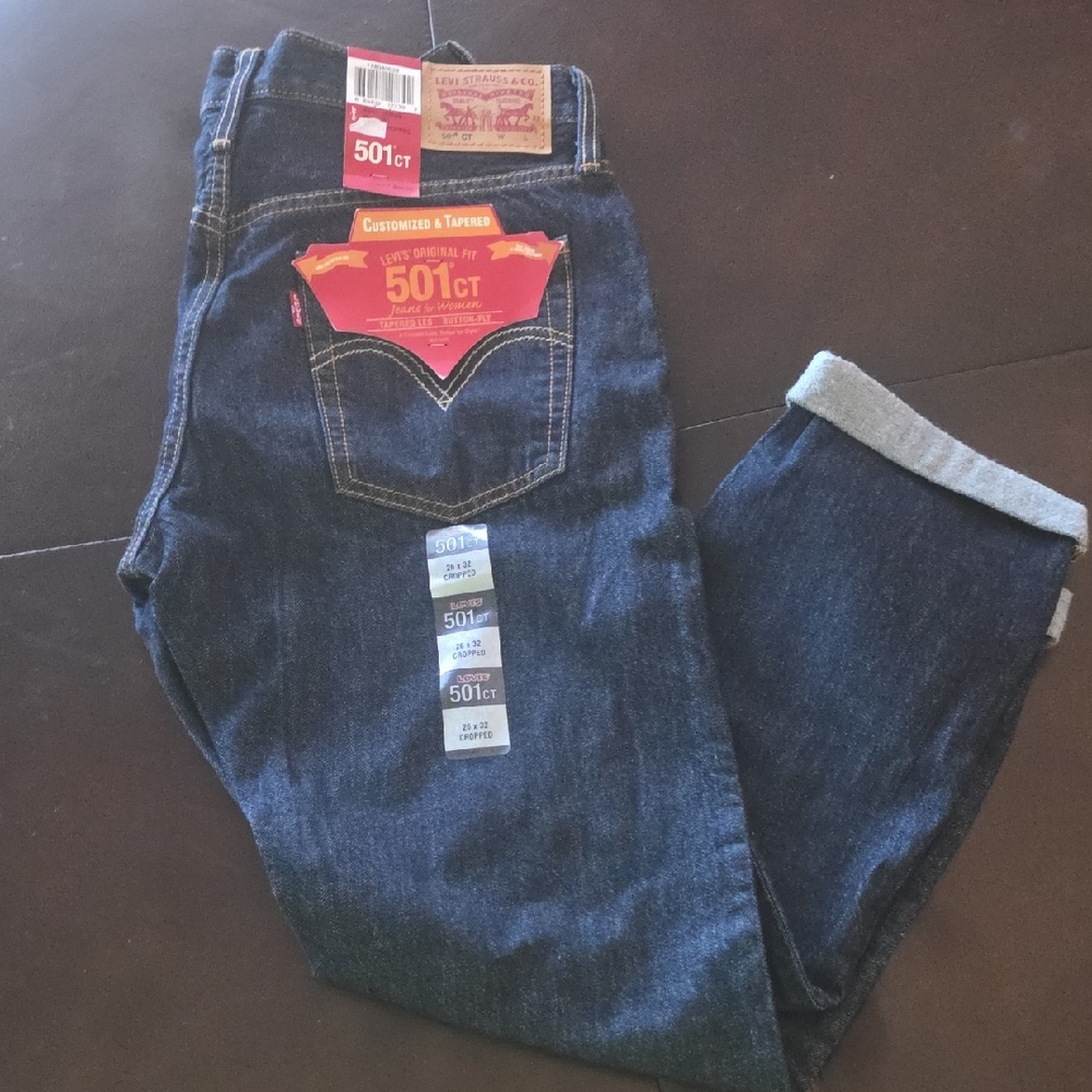 New Levi's 501CT Women Straight Jeans in Dark Blue